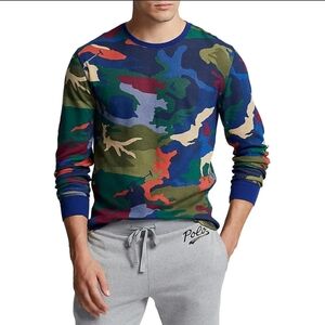 Ralph Lauren Polo Multicolor Waffle Knit Thermal Long Sleeve Crewneck
